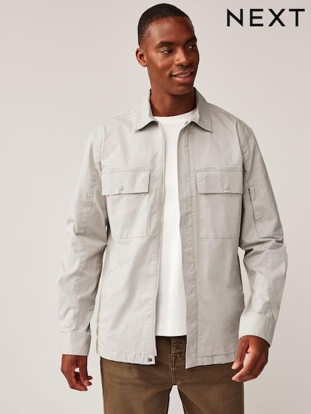 رمادي - Zip Through Shacket Overshirt (N77936) | ‏105 د.إ.‏