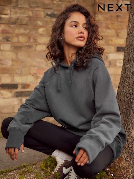 Slate Grey Active Longline Overhead Hoodie (N77940) | 109 QAR