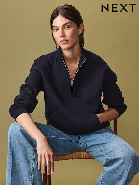 Темно-синий - Graphic Mod Zip Neck Sweat Top (N77969) | €28
