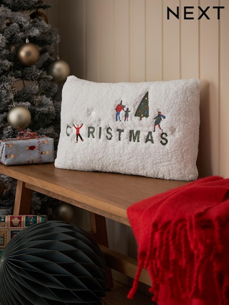 Natural Borg Christmas Embroidered Cushion (N78108) | €12