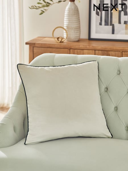 Oatmeal 59 x 59cm Matte Velvet Contrast Pipe Cushion (N78121) | €23