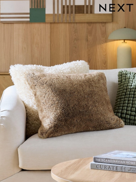 Brown Bear Faux Fur Cushion (N78122) | €28