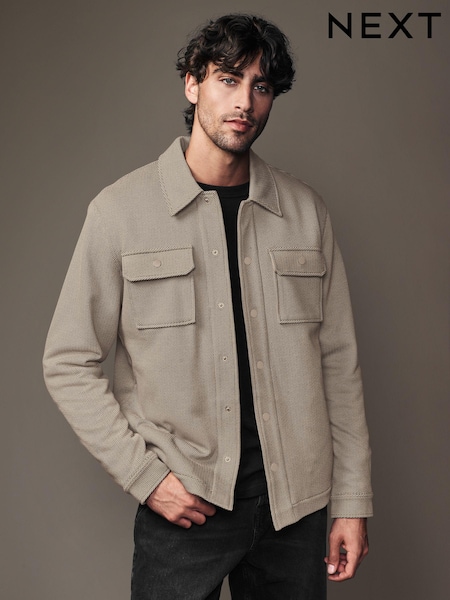 لون محايد - Borg Fleece Lined Shacket (N78164) | ‏27 ر.ع.‏