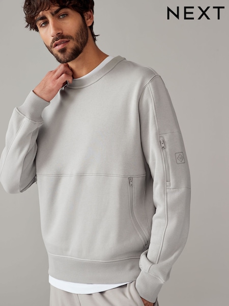 Grey Crew Sweatshirt Utility Sweat Top (N78166) | AED84
