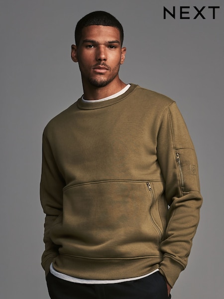Green Crew Sweatshirt Utility Sweat Top (N78167) | AED98