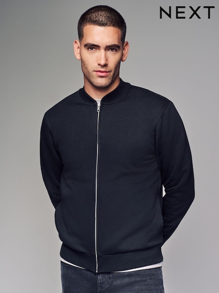 Black Cotton Rich Jersey Bomber Jacket (N78174) | SGD 57