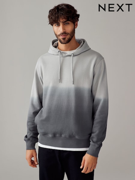 Grey Ombre Dip-Dye Cotton Rich Jersey Hoodie (N78180) | €14