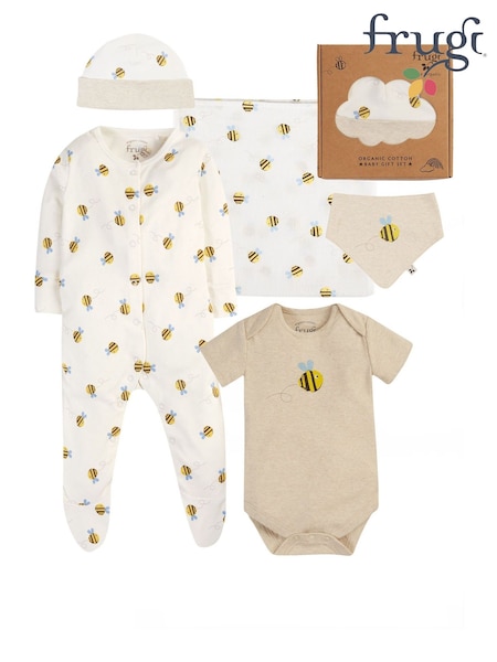 Frugi Buzzy Bee Print Boxed White Gift Set 5 Piece (N78209) | 71 €