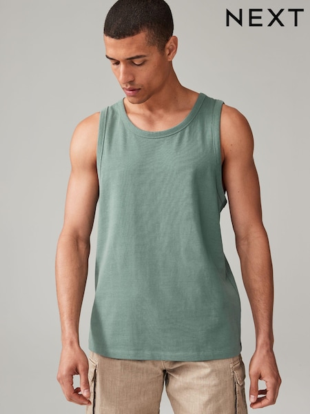 Sage Green Regular Fit Heavyweight 100% Cotton Vest (N78217) | €4