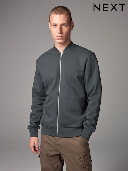 Slate Grey Cotton Rich Jersey Bomber Jacket (N78221) | $50