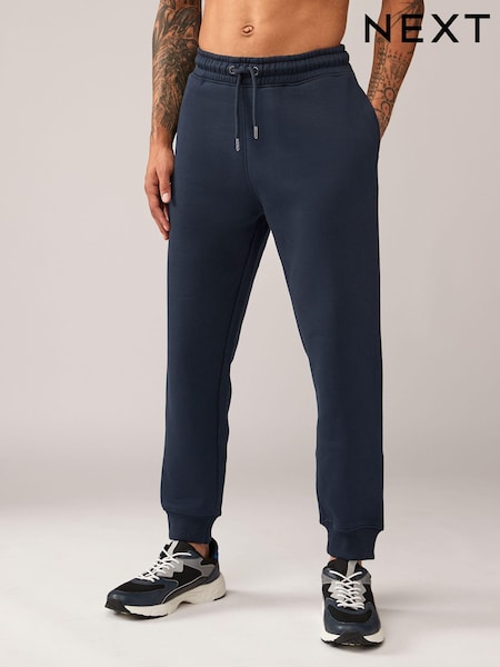 Navy Blue Regular Fit Cotton Rich Jersey Joggers (N78297) | AED122