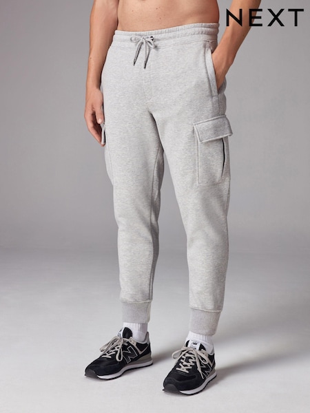 Grey Cuff Cotton Rich Jersey Cargo Joggers (N78301) | AED122