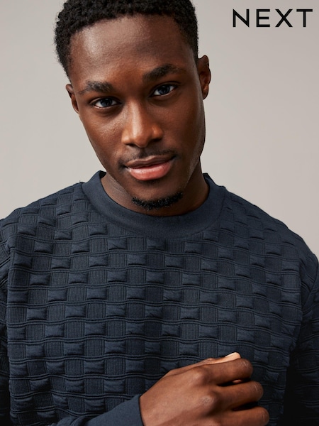Navy Blue Crew Sweatshirt Premium Texture Crew Sweatshirt (N78355) | €15.50
