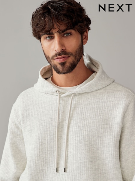 Light Grey Hooded Textured Overhead Hoodie (N78380) | AED78