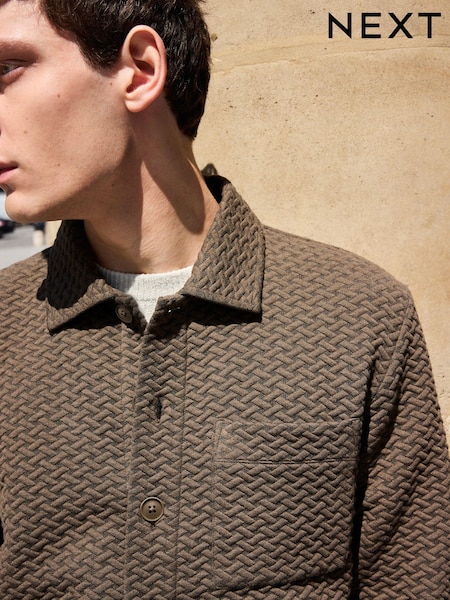 Mocha Brown Premium Textured Shacket (N78408) | €19