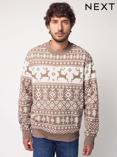Natural 100% Cotton Christmas Crew Sweatshirt (N78419) | AED98