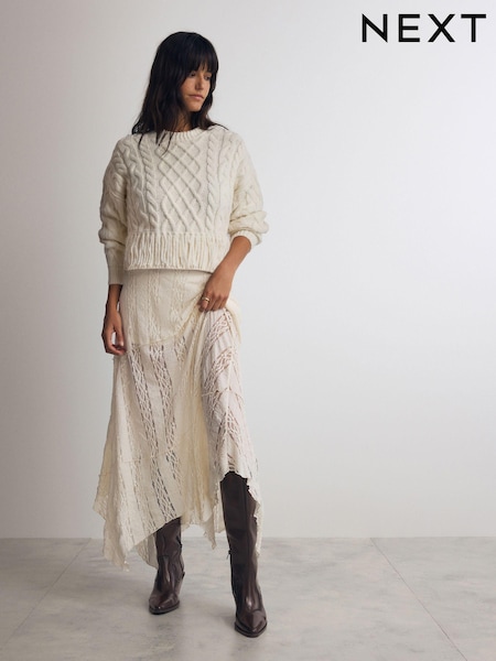 Cream Lace Maxi Skirt (N78427) | €31