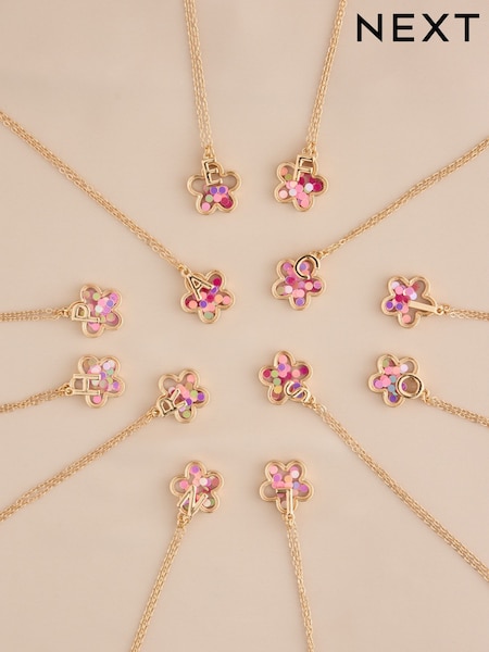 Gold - Flower Initial Necklace