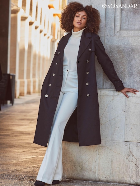 Sosandar Black Longline Trench Coats (N78621) | €72