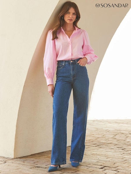 Sosandar Pink Balloon Sleeve Cotton Shirt (N78680) | €30