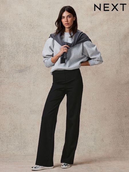 Musta - Smoothing Ponte Jersey Leveä lahje Housut (N78725) | €53