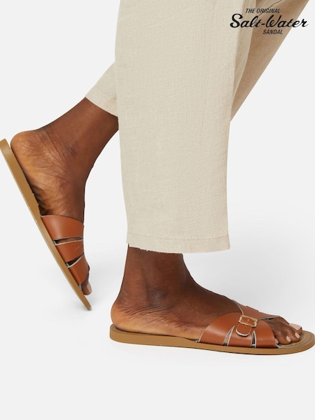 Salt-Water Sandals Brown Leather Slides Sandals (N78742) | AED408