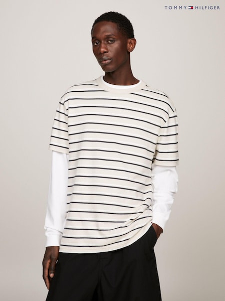 Tommy Hilfiger Cream Stripe Crew Neck T-Shirt (N78778) | € 31