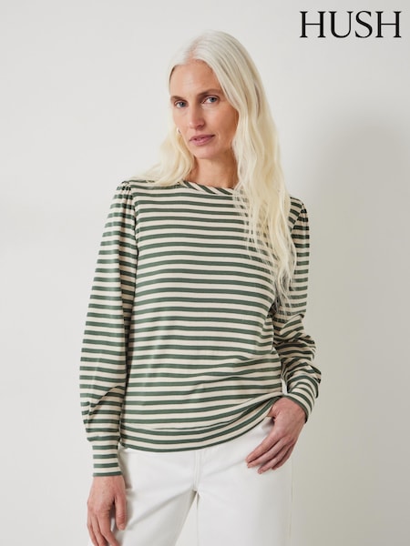 Hush Green Stripe Emily Puff Sleeve Sweatshirt (N78839) | €27