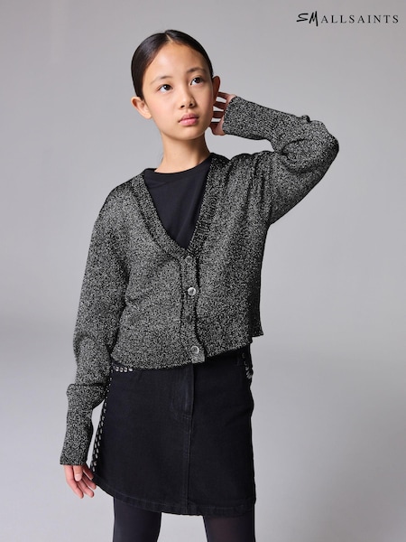 smALLSAINTS Silver Girls Lyra Glitter Knitted Cardigan (N78919) | 86 QAR - 96 QAR