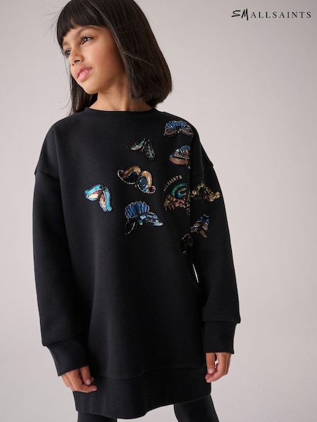 smALLSAINTS Black Girls Butterfly Embellished Sweat Dress (N78943) | AED112 - AED121