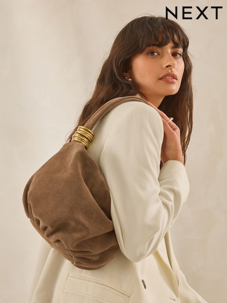 Šedohnědá - Leather Ring Shoulder Bag (N79009) | 1 855 Kč