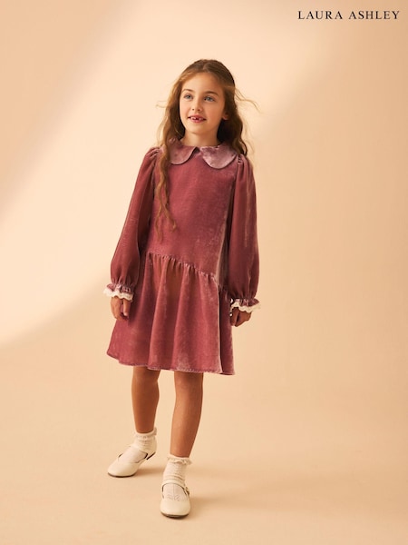 Laura Ashley Pink Velvet Peter Pan Collar Dress (N79121) | 204 QAR - 218 QAR
