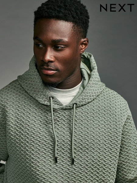 Sage Green Hooded Textured Overhead Hoodie (N79149) | 86 QAR