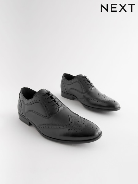 Black Oxford Wing Cap Brogue Shoes (N79175) | 272 QAR