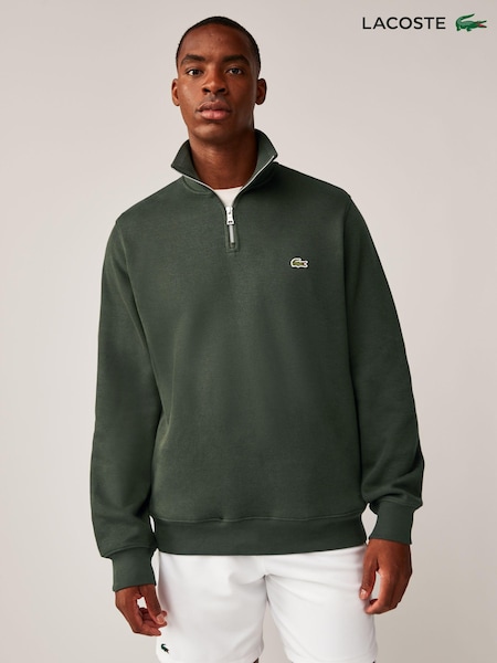 Verde kaki - Lacoste Croială clasică Quarter Zip Neck 100% Cotton Hanorac (N79192) | 480 LEI