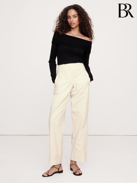 Banana Republic Beige Mid-Rise Barrel-Leg Utility Trousers (N79210) | €55