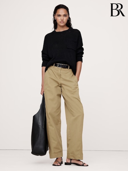 Banana Republic Neutral Mid-Rise Barrel-Leg Utility Trousers (N79212) | €77