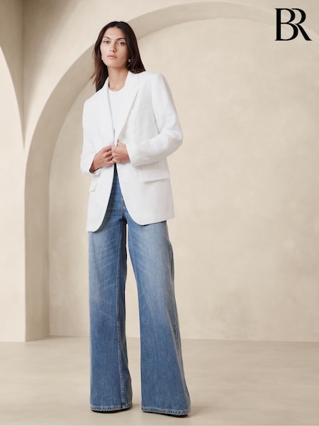 Banana Republic White Lina Relaxed Linen Blazer (N79254) | €128