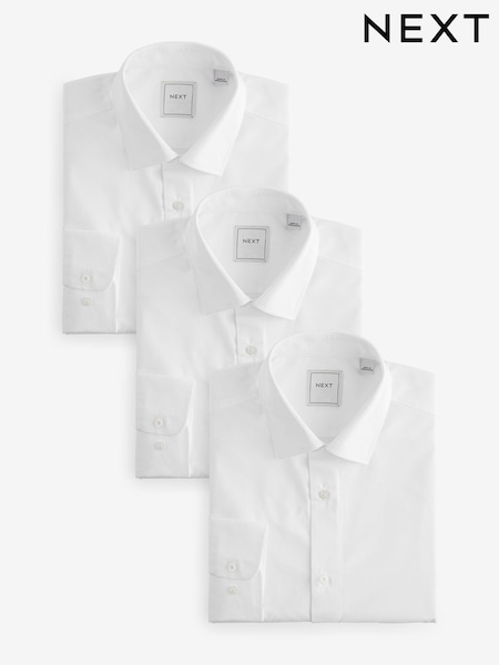 White Slim Fit Single Cuff Easy Care Smart Shirts 3 Pack (N79322) | €69