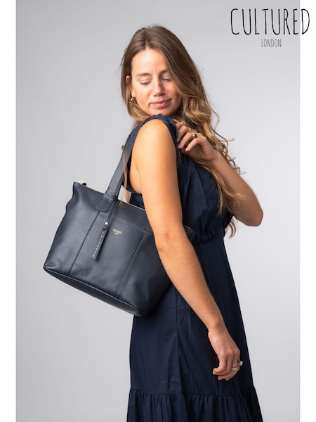 Bläck Svart - Cultured London 'kensal' Leather Black Handbag (N79339) | kr950