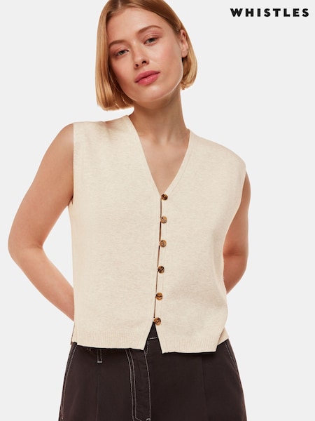 Whistles Cream Bailey Button Through Tank (N79376) | AED495
