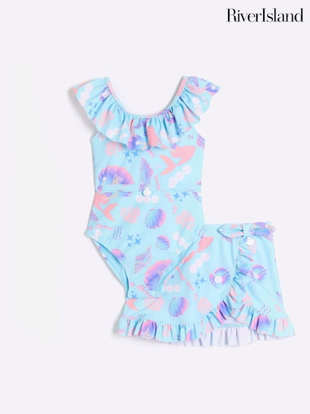 River Island Mini Girls Mermaid Swimsuit Skirt Set (N79403) | 19 €