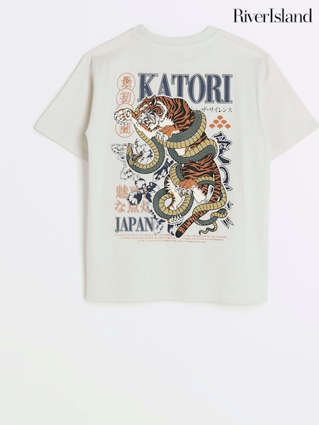 River Island Boys Back Print Graphic Katori Tiger 100% Cotton T-Shirt (N79412) | € 8