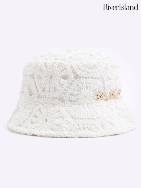 River Island Cream Girls 100% Cotton Crochet Lace Bucket Hat (N79492) | €7.50