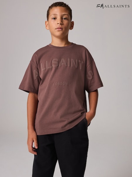 smALLSAINTS Chestnut Brown Oversized 100% Cotton Biggy Logo Crew T-Shirt (N79592) | €14 - €17