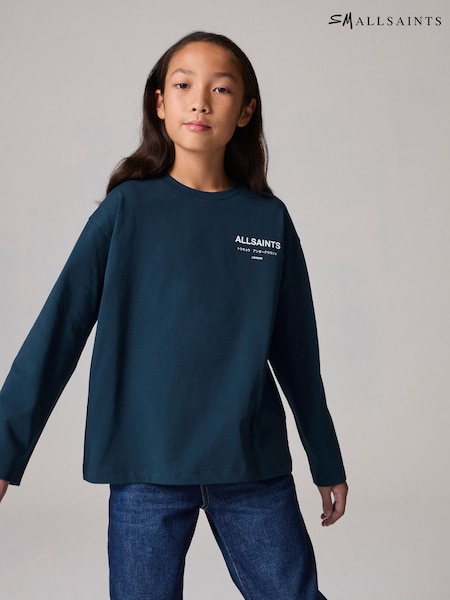 smALLSAINTS Navy Oversized 100% Cotton Underground Long Sleeve Crew T-Shirt (N79615) | €13 - €15