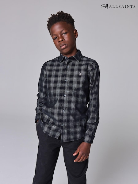 smALLSAINTS Black Boys 100% Cotton Eastburn Checked Corduroy Ramskull Shirt (N79629) | €20 - €23