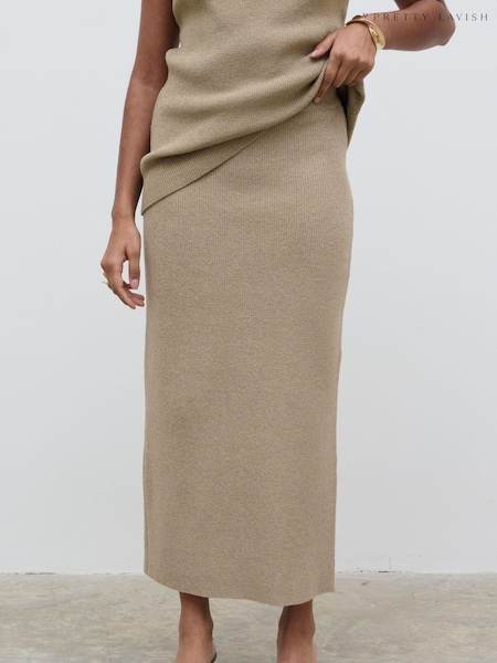 Pretty Lavish Oatmeal Goldie Knit Midaxi Skirt (N79765) | €30
