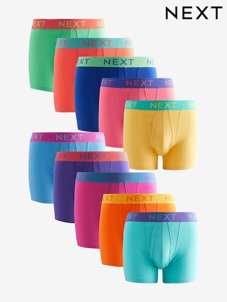 亮綠色/橘色/藍色對比色 - 10 件組 - A-Front Boxers (N79799) | NT$1,830