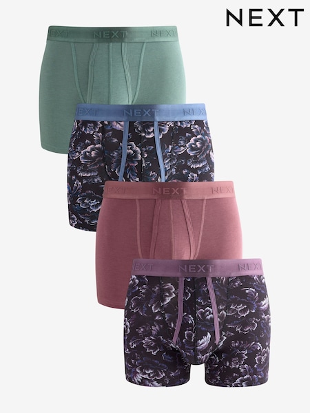 Black /Purple/Green Floral 4 pack Signature A-Front Boxers (N79853) | €14